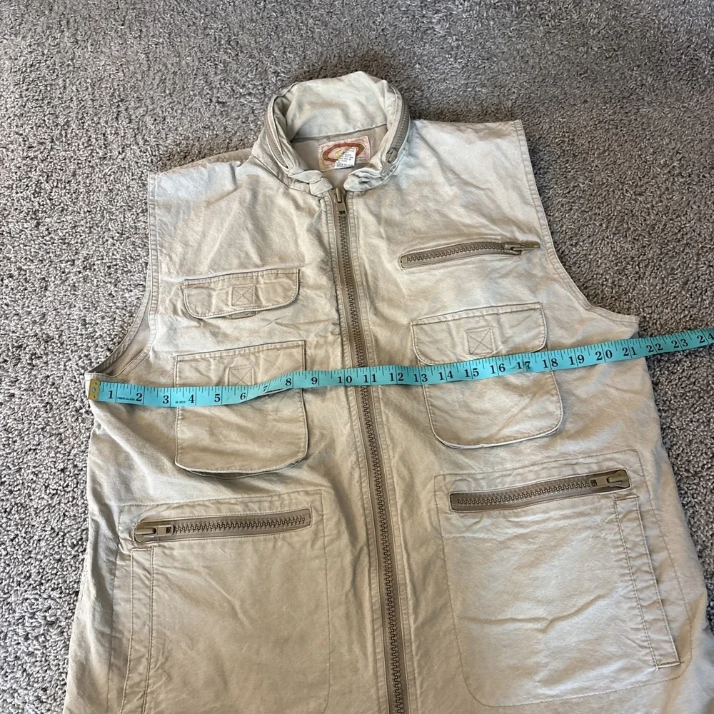 Banana Republic Vest Mens Large Khaki Safari Travel Utility Multi Pocket No Hood